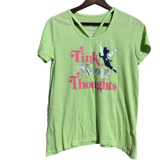 Disney Parks Lime Green Tinker Bell Tink Happy Thoughts Tee Small - Picture 1 of 6